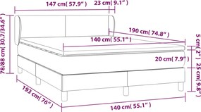 vidaXL Κρεβάτι Boxspring με Στρώμα Μπλε 140x190 εκ. Υφασμάτινο