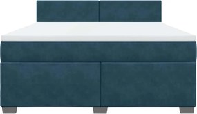 vidaXL Κρεβάτι Boxspring με Στρώμα Μπλε 180x200 εκ. Βελούδινο