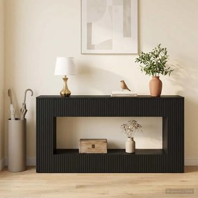 vidaXL Τραπέζι κονσόλας Ριγέ Μαύρο 155 x 29 x 74 εκ.
