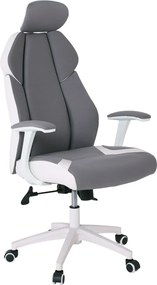 BF8300 Πολυθρόνα Γραφείου Διευθυντή, Microfiber Γκρι PU Άσπρο   1τμχ