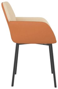 Καρέκλες Τραπεζαρίας 2 τεμ. Κρεμ από Ύφασμα και Συνθετικό Δέρμα - Κρεμ