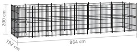 Κλουβί Σκύλου Εξωτερικού Χώρου 16,59 μ² από Ατσάλι - Μαύρο