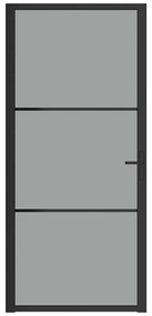 vidaXL Εσωτερική Πόρτα 93x201,5 εκ. Μαύρη ESG Γυαλί και Αλουμίνιο