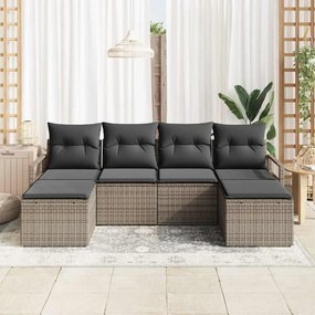 vidaXL Σετ Καναπέ Κήπου 6 pcs Γκρι Πολυ rattan, βαμμένο ατσάλι