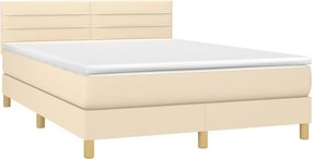vidaXL Κρεβάτι Boxspring με Στρώμα Κρεμ 140x200 εκ. Υφασμάτινο
