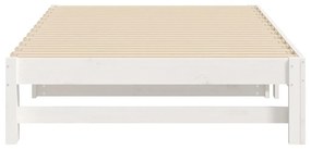 Καναπές Κρεβάτι Συρόμενος Λευκός 2x(100x200) εκ. Μασίφ Πεύκο - Λευκό