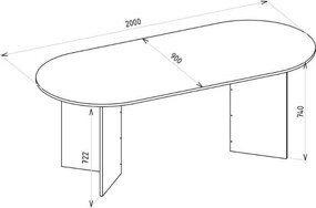 Τραπέζι Cortado Megapap χρώμα sapphire oak 200x90x74εκ.