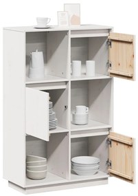 vidaXL Ντουλάπι Ψηλό Λευκό 74 x 35 x 117 εκ. από Μασίφ Ξύλο Πεύκου