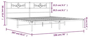 ΠΛΑΙΣΙΟ ΚΡΕΒΑΤΙΟΥ ΜΕ ΚΕΦΑΛΑΡΙ ΛΕΥΚΟ 193 X 203 ΕΚ. ΜΕΤΑΛΛΙΚΟ 355322