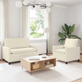 vidaXL Σετ Καναπέ 2 pcs Κρεμ Ύφασμα