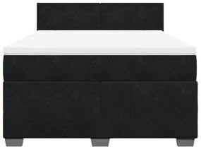 vidaXL Κρεβάτι Boxspring με Στρώμα Μαύρο 140x200 εκ. Βελούδινο