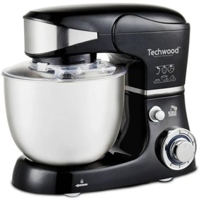 Κουζινομηχανή Techwood TRO-1056, 1000W, 5 lt, 6 ταχύτητες, 3 εξαρτήματα ανάδευσης, Μαύρο/Inox