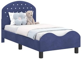 vidaXL Κρεβατική βάση για παιδιά με προσκέφαλο Μπλε Αστυνομίας Βελούδο