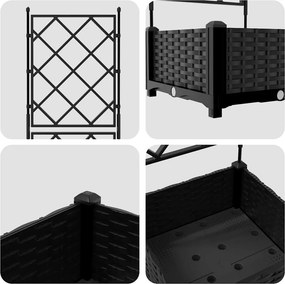 vidaXL Γλάστρα Κήπου Μαύρο 40 x 40 x 125,5 εκ. PP