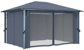 vidaXL Κιόσκι με Κουρτίνα Ανθρακί 400 x 300 εκ. Αλουμινίου