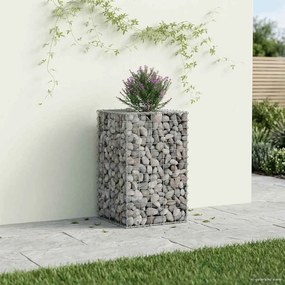 vidaXL Ανασηκωμένο κρεβάτι gabion Ασημί