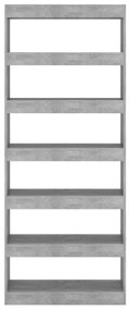 vidaXL Βιβλιοθήκη/Διαχωρισ. Χώρου Γκρι Σκυρ. 80x30x198 εκ. Επεξ. Ξύλο