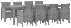 vidaXL Σέτ φαγητού για κήπο 9 pcs Λευκό Rattan Polt