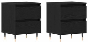 vidaXL Κομοδίνο 2 pcs Μαύρη δρυς 40 x 35 x 50 εκ. Επεξεργασμένο ξύλο