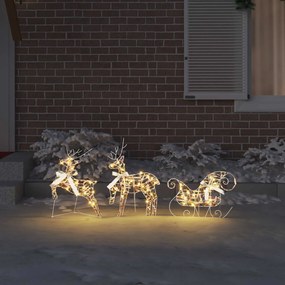 vidaXL LED Ελάφια με 60 LED 3 pcs Θερμό λευκό PET