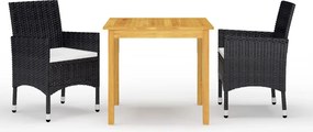 vidaXL Σετ Τραπεζαρίας Κήπου 3 Τεμαχίων Μαύρο