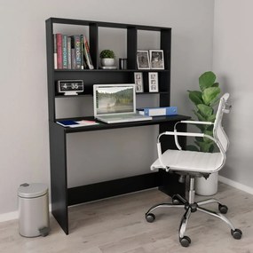 vidaXL Γραφείο με Ράφια Μαύρο 110 x 45 x 157 εκ. από Μοριοσανίδα
