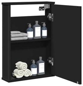 vidaXL Καθρέφτης Μπάνιου με Ντουλάπι Μαύρος 42x12x60 εκ. Επεξ. Ξύλο