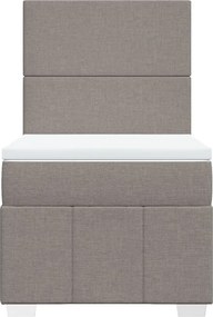 vidaXL Κρεβάτι Boxspring με Στρώμα Taupe 90x200 εκ. Υφασμάτινο