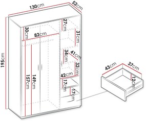 Ντουλάπα Qubic 3D1S Τρίφυλλη