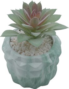 Τεχνητό Φυτό σε Μοντέρνο Κεραμικό Πράσινο Γλαστράκι 7x13cm