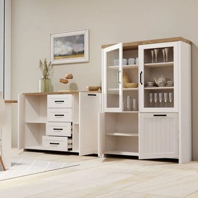 VERNE ΜΠΟΥΦΕΣ 147.9x37.2x91.8cm χρώμα Λευκό/Φυσικός Δρυς. TO-VERNEKOM2D4S