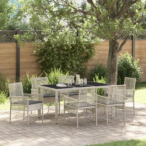 vidaXL Σέτ φαγητού για κήπο 7 pcs Ανοιχτό γκρι 150 x 90 x 75 cm