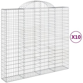 vidaXL Συρματοκιβώτια Τοξωτά 10 τεμ. 200x50x180/200 εκ. Γαλβαν. Ατσάλι