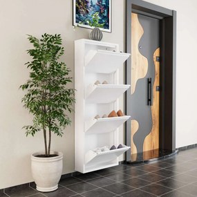 Shoe Cabinet 4 Piece Metal - White White