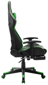 vidaXL Καρέκλα Gaming με Υποπόδιο Μαύρο / Πράσινο από Συνθετικό Δέρμα