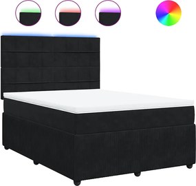 vidaXL Κρεβάτι Boxspring με Στρώμα Μαύρο 140x200 εκ. Βελούδινο