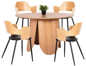 DINING SET 5PCS  TABLE DENTY &amp; 4 CHAIRS VELP (OAK)