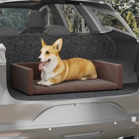 vidaXL Κάθισμα Αυτοκινήτου Σκύλου Καφέ 70 x 45 εκ. Όψη Λινού