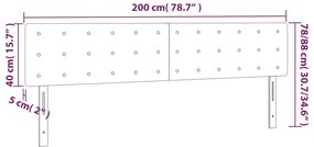vidaXL Κεφαλάρι Κρεβατιού LED Μαύρο 200x5x78/88 εκ. Βελούδινο