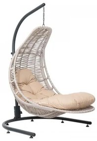 ΚΡΕΜΑΣΤΗ ΜΕΤΑΛΛΙΚΗ ΠΟΛΥΘΡΟΝΑ-ΦΩΛΙΑ Fylliana ”Alok rope” CAPPUCCINO ΧΡΩΜΑ 121x140x200εκ 894-123-024