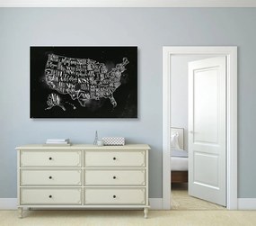 Εικόνα στον εκπαιδευτικό χάρτη των ΗΠΑ από φελλό με μεμονωμένες πολιτείες - 90x60  wooden