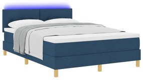 vidaXL Κρεβάτι με Σπρέι με Στρώμα & LED Μπλε 140x190 εκ. Ύφασμα
