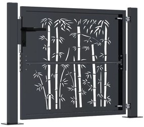 vidaXL Πόρτα Κήπου Ανθρακί 100x100 εκ. Σχέδιο Ατσάλινου Μπαμπού