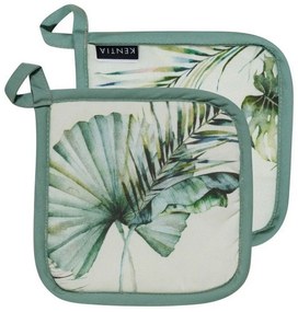 Πιάστρες Κουζίνας Palma (Σετ 2τμχ) (20X20) Green Kentia Cotton-Polyester