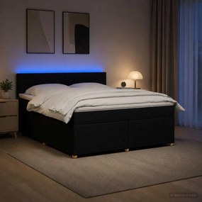 vidaXL Κρεβάτι box spring με στρώμα Μαύρο 160 x 200 cm Ύφασμα