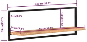 ΡΑΦΙΑ ΤΟΙΧΟΥ 2 ΤΕΜ. 100X24X35 ΕΚ. ΜΑΣΙΦ ΞΥΛΟ ΑΚΑΚΙΑΣ &amp; ΑΤΣΑΛΙ 338457