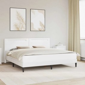 vidaXL Σκελετός Κρεβατιού με κεφαλάρι Λευκό 200 x 200 cm Τεχνητό Δέρμα