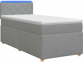 vidaXL Κρεβάτι box spring με στρώμα Ανοιχτό γκρι 90 x 190 cm Ύφασμα