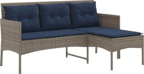 vidaXL Σετ Καναπέ Κήπου 2 pcs Γκρι και Navy Blue συνθετικό ρατάν