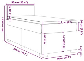 Κρεβάτι Boxspring με Στρώμα Σκούρο Γκρι 90x200 εκ. Βελούδινο - Γκρι